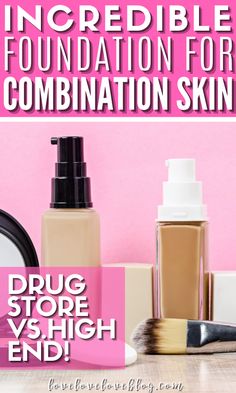 These are the best foundations for combination skin! We've compared drugstore and high-end foundations and found the ultimate product lineup! High End Foundation, Best Foundation For Combination Skin, Curling Thick Hair, Acne Beauty, Eye Shadow Application, Good Foundation, Best Foundations, Drugstore Foundation, Makeup Hacks Tutorials