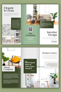 the interior design brochure is open and ready to be used as an advertisement