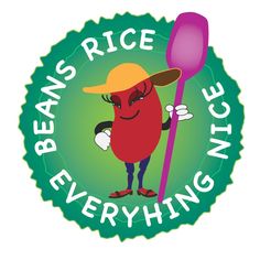 bean's rice everything logo with a spoon in the shape of a pickle