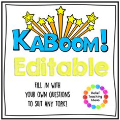 the kaboom editable poster is shown with stars on it and text that reads,