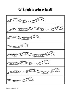 cut and paste in order by length for children's art project, with the words cut