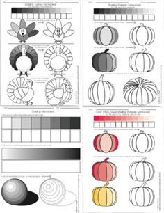 thanksgiving worksheet with pumpkins, turkey and other things to make it look like they