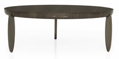 an oval wooden table with curved legs and a dark wood top, viewed from the front