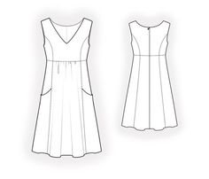 the front and back views of a women's dress