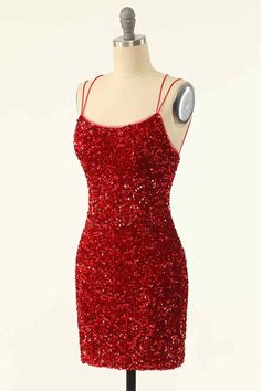 Hoco Inspo, Sweep Train Prom Dress, Sequin Homecoming Dress, Short Homecoming Dresses, Homecoming Dresses Short Tight, Mini Homecoming Dresses, Fav Color, Prom Dresses With Pockets, Red Homecoming Dresses