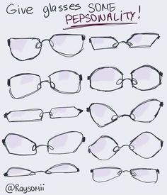 some glasses that have been drawn to look like they are in different shapes and sizes