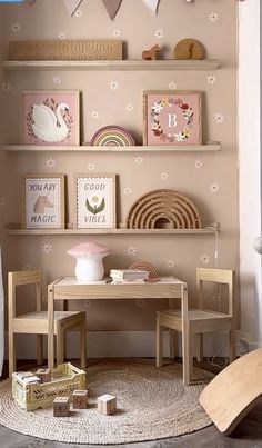 a child's playroom with toys and decor