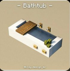 an image of a bathtub made out of wood and metal with the word bathtub above it