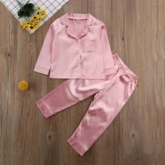 Silk Satin Kid Pajamas - Momorii Satin Sleepwear, Long Sleeve And Shorts