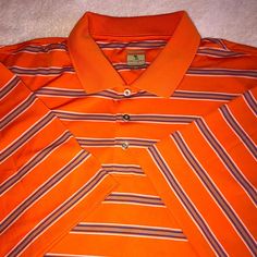 Grand Cypress Golf Shirt Xxl Nwot Perfect, Bright Orange, White, Blue, Gray Stripe, Awesome Summer Shirt!! Casual Summer Golf T-shirt, Casual Summer Golf Shirt, Casual Striped Golf Tops, Casual Striped Tops For Golf, Beach Golf, Pebble Beach, Golf Shirt, Golf Shirts, Orange White