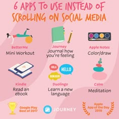 How To Spend Less Time On Social Media, Social Media Self Care, Things To Do Instead Of Scrolling, Self Care App, Social Self Care, Self Care Apps, Instead Of Social Media, Spend Time With Yourself, Instead Of Scrolling