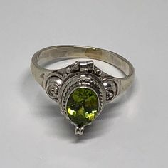 Dr Script, Poison Ring, Goddess Jewelry, Indie Jewelry, Women's Rings, Peridot Stone, Green Peridot