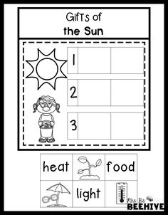 a printable worksheet for children to learn how to read the sun