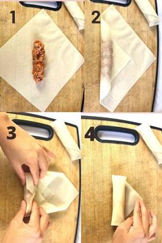 how to fold napkins on a cutting board