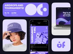 an advertisement for the upcoming airdrops and tournanents event with images of people on their cell phones