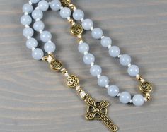 BeStillBeadsShop - Etsy Spiritual Gemstone Beads Rosary, Elegant Healing Rosary With Round Beads, 8mm Bead Crucifix Rosary For Meditation, Traditional Polished Beads Rosary For Meditation, Silver Beaded Rosary For Meditation