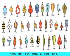 Fishing Lures Art Drawings, Fishing Art Drawing, Fishing Doodles, Clip Art Fish, Fishing Clip Art, Fishing Lures Art, Svg Fishing, Fish Clipart, Art Fish