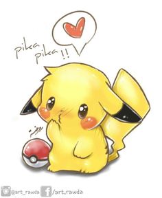 a drawing of a pikachu holding a pokemon ball with the words i love you written above it