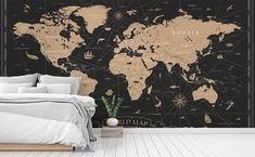 Wild Side Wall Mural by Walls Need Love® Side Wall, Black Vintage, Vintage Map, Whales, Kids Safe, Great Wave, Wall Mural, Vintage Gold, Wall Murals