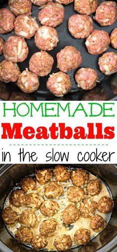 homemade meatballs in the slow cooker are ready to be eaten and served for dinner