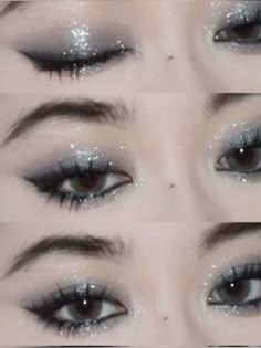 Gritty Glittery Grunge Duoyin Makeup #douyin #grunge #grungemakeup #glitter #mysterious #inspo Fun Makeup Looks To Try, Goth Prom Makeup, Ateez Makeup, Soft Gothic Makeup, Gyaru Fits, Sick Makeup, Guard Makeup, Unique Makeup Looks, Vegas Fits