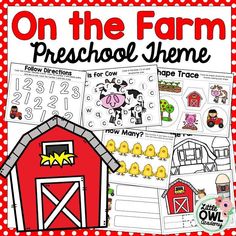 a farm themed preschool theme with the words on the farm