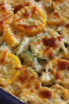 a pizza with zucchini, cheese and other toppings