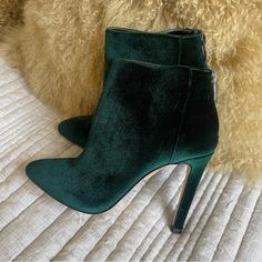 Brand New With Box Ava & Aiden Velour Ankle Boots So Beautiful! Size 8.5 - Runs True To Size 4”+ Green Ankle-high Formal Boots, Chic Green Pointed Toe Heeled Boots, Green Ankle Boot Heels For Winter, Chic Green Pointed Toe Boots, Chic High Ankle Green Boots, Elegant Green Heeled Boots For Fall, Green Closed Toe Party Boots, Green Ankle-high Heeled Boots For Party, Chic Green Ankle Heeled Boots