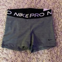 Nike Pro 3” Short Size Medium Gray Nike Pro Shorts, Grey Nike Pros, Cheer Shorts, Grey Nike Shorts, Athletic Shorts Women, Nike Pro Spandex, Womens Athletic Shorts, Nike Pro Shorts, Nike Gold