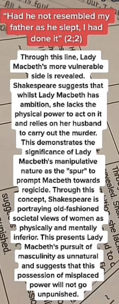 the text is written in red and black on a piece of paper that reads,'i had he not resembles my father as he slept i had done it