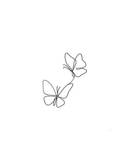 a drawing of two butterflies flying in the sky