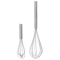 two metal kitchen utensils on a white background