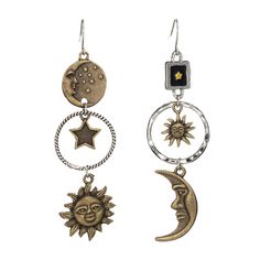 PRICES MAY VARY. Sun Moon Star Earrings:Its workmanship is simple and exquisite,it will your unique style and add the perfect touch to any outfit. perfect for woman,girl, teens,any occasion you can highlight a different style.always bring you more feminine charming grace. Size:8.5cm*3cm,Weight:10g.Comfortable to wear,lightweight ,so you can wear it comfortably.Not brings burden to your ears.You can wear it for a whole day of happy hour. Material:It is made of high quality copper plated with gold Bohemian Moon Phase Drop Earrings, Bohemian Dangle Earrings With Sun And Moon Design, Bohemian Star Jewelry For Festivals, Bohemian Star-shaped Jewelry For Festivals, Bohemian Star-shaped Nickel-free Jewelry, Bohemian Star-shaped Festival Jewelry, Bohemian Silver Star-shaped Earrings, Bohemian Silver Star Earrings, Bohemian Star-shaped Nickel-free Earrings