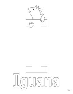 the letter i is for iguana coloring page