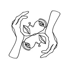 a drawing of two hands reaching towards each other