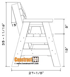 a drawing of a wooden table with measurements for the top and bottom section on it