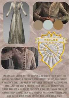 an advertisement with pictures of people in historical costumes and text describing the history of women's clothing