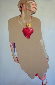 a painting of a woman with a heart on her chest