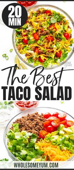 the best taco salad recipe is in two separate bowls and on top of each other