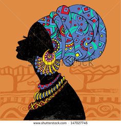 an african woman with a turban and jewelry on her head, looking to the side