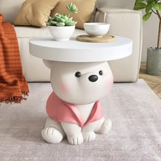 Teddy Side Table: Small Bear Shaped Coffee Table For Kids' Room Kids Toy Kitchen, Crib Accessories, Living Room Nordic, Bear Statue, Kids Room Wall Decals, Cuddly Teddy Bear, Kids Bedding Sets, Bedroom Bedside Table, Kids Wall Decals