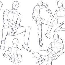 a set of sketches of people sitting and standing in different positions, all with their hands on their hipss