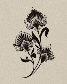 some black and white flowers on a beige background