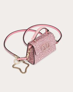 Micro Vsling Embroidered Handbag for Woman in Rose/bubble Expensive Fashion, Valentino Bag, Tiny Bag, Studded Sneakers, Jelly Bag, Valentino Bags