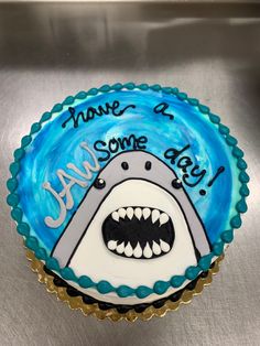 a birthday cake with a shark on it