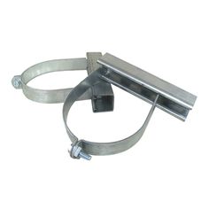 a pair of stainless steel hose clamps on a white background