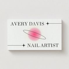 a business card with the name avery davis nail artist in black and red on it