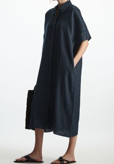 "This oversized linen shirt dress is a must have for every woman's wardrobe. The design is fluid and lightweight, whilst the oversized cut exudes an effortless elegance. Pure natural linen materials, comfortable, breathable, refreshing and soft fabric. Material: 100% Linen - Shirt collar dress - Below Knee-length Dress - side pockets, comes with belt Measurements: Length: 47 inches Sizing XS Best for busts up to 32'' Best for waists: 26\" Best for hips: 35\" S Best for busts: 34\" Best for waist Linen Shirt Dress Outfit, Shirtdress Outfit, Linen Dress Casual, Shirt Collar Dress, Black Linen Shirt, Oversized Linen Shirt, Shirt Dress Outfit, Wishlist 2024, Black Linen Dress