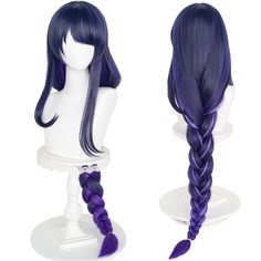 PRICES MAY VARY. 【Characters】- Wigs for purple braided hair characters. 【Material】 - Synthetic fibers. Can be re-styled or cut within 356°F, natural appearance with healthy satin sheen, good texture and soft touch. 【Thick Enough】- Will not reveal the built-in mesh to embarrassing you. Perfect for Halloween, daily, Cosplay Costume and other themed parties. 【Adjustable Size 】- Package included 1x Raiden Shogun wig + 2x elf ears + 1x cap. Package included a wig + a cap. The adjustment range of the Anime Braids, Braids Bangs, Raiden Shogun Cosplay, Anime Ponytail, Harajuku Hair, Purple Braids, Pelo Anime, Anime Wigs, Purple Wig