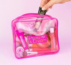 Peaches & Cream Makeup Bag – Glam Raider Cute Makeup Bag, Pink Pvc, Cute Makeup Bags, Eyeshadow Primer, Products Makeup